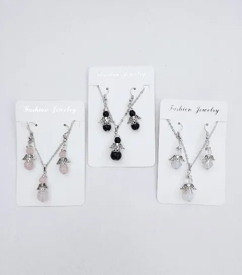 Collar y Aretes con Cuarzo